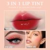 6 Colors Lip Tint Stain Korean Lip Gloss Set, Plumping Lip Tint Mini Liquid Lipstick, Multi-Use Cheek and Lip Tint, Long lasting Waterproof, Non-Stick Cup, Lip Tint Makeup