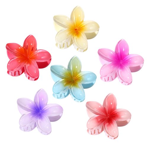 8PCS Acrylic Flower Hair Claw Clips for Women Nonslip Pastel Floral Shaped Hair Catch Barrettes Strong Hold Hair Jaw Clamp Hair Accessory Styling Hair Clips for Thick Thin Hair (6PCS 2)