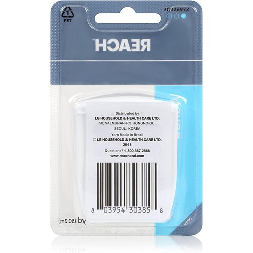 Reach Unflavored Waxed Dental Floss for Oral Care & Removal of Plaque & Food From Teeth & Gum Line, Accepted by the American Dental Association (ADA), Unflavored, 55 yds (Pack of 3)