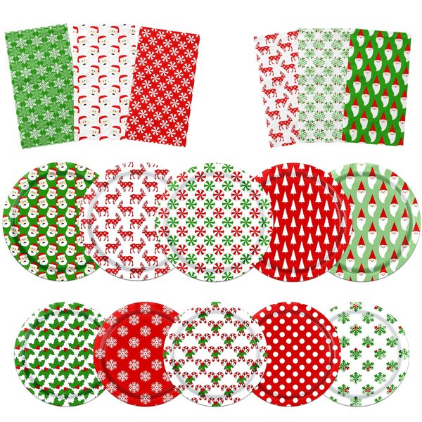 Christmas Paper Plates and Napkins Multicolour Christmas Dinnerware Set Christmas Disposable Plates for Christmas Party Decorations Xmas Holiday Party Supplies Baby Shower