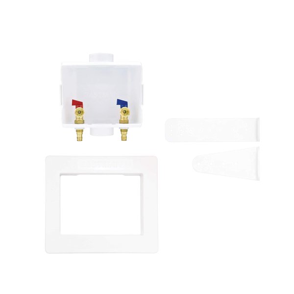 Eastman 60260 Center Drain Washing Machine Outlet Box, 1/2 inch, White, 1/2 in. Expansion PEX Connection