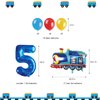 JOPARY Train 5th Birthday Decorations Boys Train, 5 Years Old Birthday Party Supplies With Number 5 Foil Balloons Train Birthday Banner,Latex Balloons For Kids Train Birthday Party Decoration