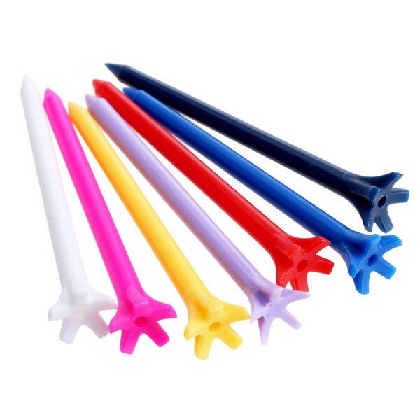 MUXSAM Plastic Golf Tees 2 3/4 inch/70mm, Unbreakable 100 Pack Bulk Long Stronger Upgrade Durable Stable Reduce Friction Side Spin Tee for Men Women (Random Colors)