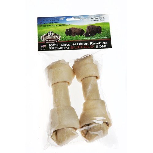 Tasman's Natural Pet All-Natural Buffalo Rawhide Bones - 2 Medium Bones