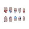MERVF Round Press on Nails Medium Fake Nails Press ons French Tip Glue on Nails with Star Design Acrylic Wave point Cute False Nails 24pcs Glossy