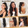 AISI BEAUTY Ponytail Extension 26 Inch Long Wavy Drawstring Ponytail for Women Dark Brown Pony Tails Hair Extensions Multi-Layered Synthetic Clip in Ponytail