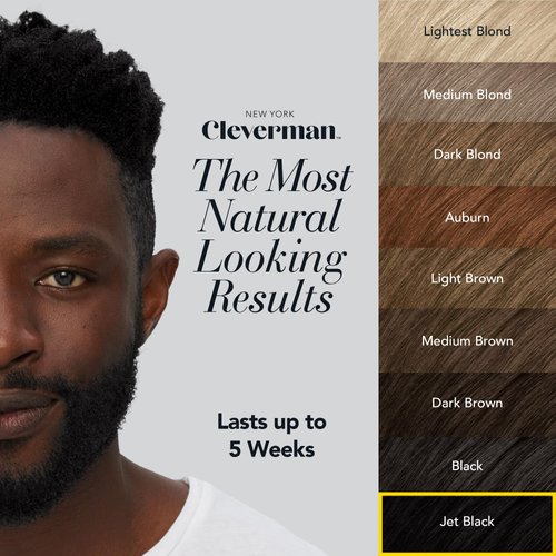 Cleverman Jet Black Hair & Beard Dye for Black Men. All-in-One Reusable Kit - For Natural-Looking Results. Professional-Quality color for Beard & Mustache. Ammonia-Free, Enriched with Coconut Extract