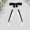 Wironoat Ribbon Hair Clips for Women Cute Soft Silkly Satin Hair Bows Hair Clip Accessories 2Pcs Black White-S