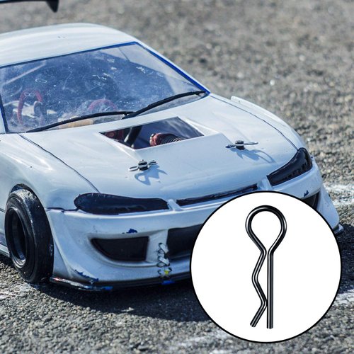 120 Pieces Universal RC Body Clips Car Clips Silver and Black Stainless Steel R Clips for All 1/10 1/12 Scale Redcat HPI Himoto HSP Exceed RC Car Parts Truck Buggy Shell Replacement