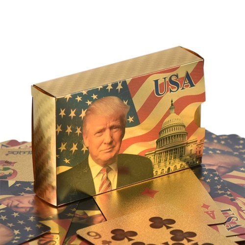 SW Donald Trump Playing Cards - Gold Plated Playing Cards Gold Plated Deck of Waterproof Poker Cards w/Case for Game for Table Games
