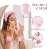 ATROCH Puffy Spa Headband & Skincare Headbands for Women Makeup,Terry Cloth Towel Head Band for Skin Care,Sponge Make Up Hair Band for Girls,Face Wash Wristband Scrunchies Set 4 Pcs