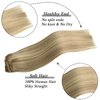 Savasana Clip in Hair Extensions Real Human Hair Light Blonde Highlighted Golden Blonde Full Head Long Straight Hair Extensions for Women 7PCS Thick Full End 80g Clip on Hair Extensions 12In #P16/22