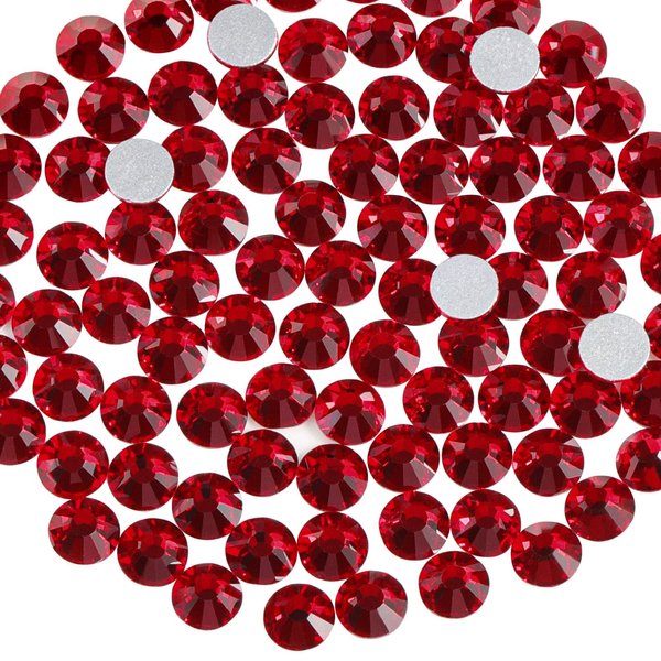 Beadsland 288pcs Flat Back Crystal Rhinestones Round Gems for Nail Art and Craft Glue Fix,Dark Siam,SS34,7.1-7.3mm