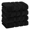 American Soft Linen Luxury Hand Towels for Bathroom, 100% Cotton Turkish 4 Piece Hand Towel Set, 600 GSM Hand Face Towels for Kitchen, Black Hand Towels