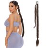 Long Braided Ponytail Extension For Black Women With Hair Tie Dark Brown Ponytail Hair Extension Straight Wrap Around Ponytail Extension Soft Synthetic Hair Piece 190gram(Dark Brown,Braided)