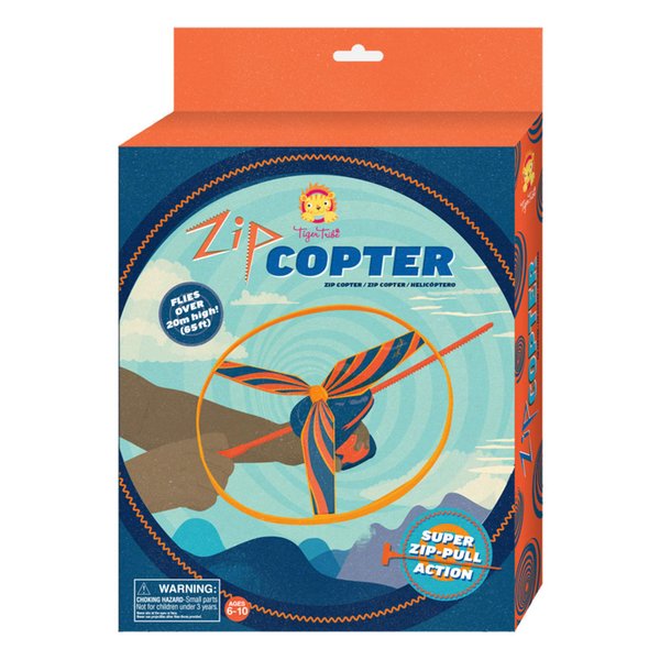 Tiger Tribe: Zip Copter - Super Zip-Pull Action Flying Toy, Flies Up to 65' High, Soaring Propeller, Indoor or Outdoor Activity, Kids Ages 6+