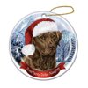 Holiday Pet Gifts Chesapeake Bay Retriever Santa Hat Dog Porcelain Ornament