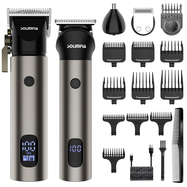 SOLIMPIA Professional Hair Clippers for Men, 3-in-1 Men’s Beard Trimmer, Cordless Barber Clippers Kit, Men’s Grooming Kit, Shavers for Men, Electric Razor, Nose Hair Trimmer