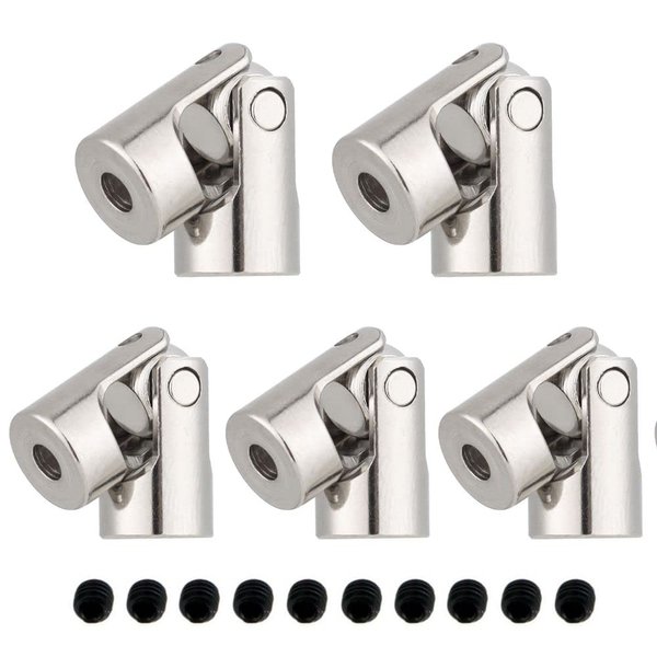 HomeSoGood 5 Pack 3mm to 3mm Metal Gimbal Couplings Shaft Motor Connector Universal Joint for Rc Boat Car Robot