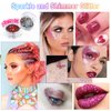 Laza 2 Jars Body Glitter for Valentine’s Day Hair Accessories Iridescent Chunky Sequins with Glitter Glue for Women Makeup Face Paint Festival Rave Outfits Party Costumes - Blooming Rose