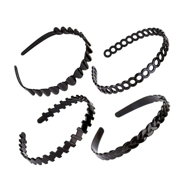Numblartd 8 Pcs Men and Women Black Plastic Hair Band Headband with Toothed - Fashion Classic Teeth Comb Hair Hoop Headwear Hair Accessory for Wash Face and Makeup