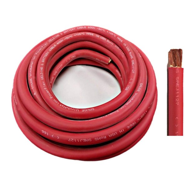 WNI 8 Gauge 20 Feet Red 8 AWG Ultra Flexible Welding Battery Copper Cable Wire - Made In The USA - Car, Inverter, RV, Solar