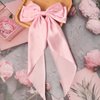 Furling Pompoms Pink Hair Bows for Women Girls, 2pcs Big Bow Hair Clips, Hair Ribbon Bows, Oversized Long Tail Hair Bow Barrettes Clamp,Hair Accessories Wedding Prom Birthday Gifts
