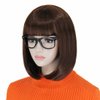 Bopocoko Brown Bob Wigs for Velma Costume Women Girls with 1*Black Glasses Short Bob Hair Wig with Bangs Natural Cute Synthetic Colorful Wigs for Party Halloween BU027DBR
