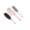 3 Piece Hair Brush Set, Wide-Tooth Comb, Travel Brush, Curved Vented Paddle Brush for Blow Drying, Pink