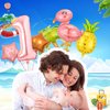 6Pcs Hawaiian First Birthday for Kids Baby Party Supplies 40 Inch Giant Foil Helium Balloon Cute Flamingo Party Decorations Summer Tropical Party Decor 1st Anniversary Celebrate 1st one Party Favor