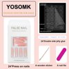 YOSOMK Square Press on Nails Long Pink Fake Nails Press On Acrylic False Nails for Women Stick on Nails With Glue on Static nails