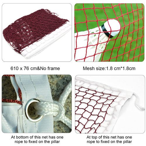 Glodwheat Badminton Net Sports Outdoor Indoor Fitness Badminton Pickleball Replacement Net for Backyard Beach Garden (20 FT x 2.5 FT)