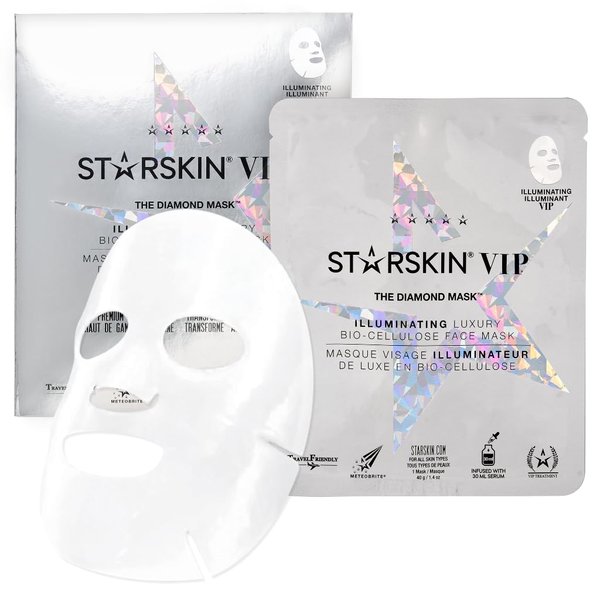 STARSKIN Instant Illuminating Bio-Celullose Face Mask - Award Winning Korean Sheet Mask, Refining, Brightening, Diamond Sheet Mask, 30ml