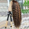 Ten Chopsticks Wigs HD Transparent Highlight Ombre T4/27 Color Invisible Knots Curly 13x4 Lace Front Human Hair Wigs for Women 180% Density Closure Wigs With Baby Hair 22 inch