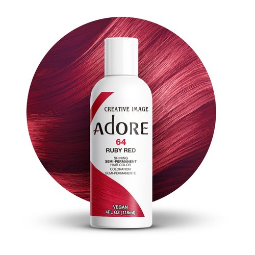 Adore Semi Permanent Hair Color - Vegan and Cruelty-Free Hair Dye - 4 Fl Oz - 064 Ruby Red (Pack of 1)
