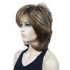 Lydell 16" Long Straight Wigs Soft Shaggy Layered Wigs Classic Cap Full Synthetic Hairpieces (12TT26 Brown with Highlights)
