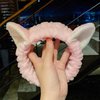 3-Pack Cat Ears Spa Headband and Wristband Set, Soft Plush Makeup Skincare Headband Wrist Bands, Cute Cat Ears Face Wash Headband and Towel Wristband Set for Women Girls Washing Face Skin Care(Pink)