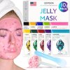 GEMSKIN Jelly Mask for Facials Peel-Off - 10 Set Pack Modeling Rubber Mask Multipack - Hydrating & Calming Jelly Face Mask Powder Variety Kit with Spatula & Scoop Bundle - Professional Skincare Spa