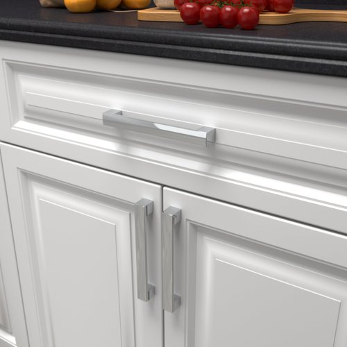 monti hardware | 5 Pack Polished Chrome 7.5 Inch Hole Center | Solid Metal Cabinet Handles Bathroom Home Decor Drawer Pulls | Stainless Metal Kitchen Cabinet Handles | Leone Collection