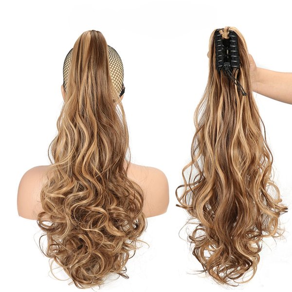 Mukeyo Ponytail Extension Clip in Hair Extensions for Women Long Wavy Curly Body Wave Ponytail Hair Extensions Synthetic Hair with Claw Clip