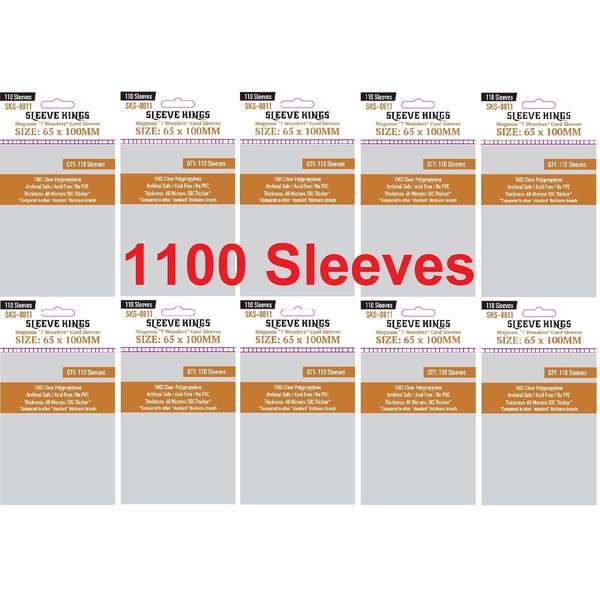 Sleeve Kings Magnum "7 Wonders" Card Sleeves 65 X 100 mm (10x110 Pack, 1100 Sleeves)