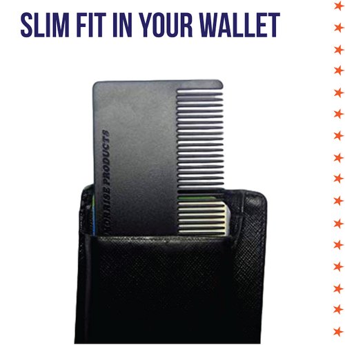 3 Pack Wallet Comb Hair, Beard, Mustache Anti Static Comb | Pocket/Credit Card Size Grooming Kit | Durable, Light Weight Plastic Great For On The Go Brushing, Detangling, Styling Hair