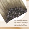 Sunny Clip in Hair Extensions Human Hair Ash Blonde Ombre Sunkissed Blonde Clip in Human Hair Extensions Double Weft Ombre Human Hair Clip in Extensions 7Pcs 120G 14inch