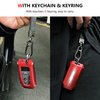 RERPRO Fit for Ford Key Fob Cover Keychain Compatible with 2021 2022 2023 2024 Ford Bronco Bronco Sport F150 Key Chain Case Key Holder Aluminum Shell with Leather Lanyard Accessories 1 Pack Red