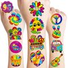 8 Sheets (96PCS) 60s Temporary Tattoos Theme Tie Dye Hippie Birthday Party Decorations Favors Supplies Stickers For Adults Kids Gifts Classroom School Prizes Rewards