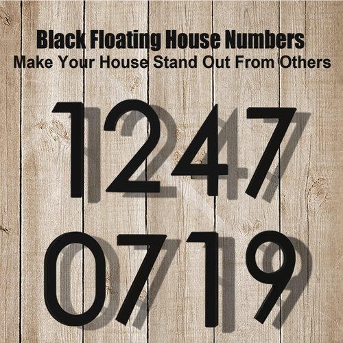 6 Inch House Numbers for Outside Modern-Rust Proof 3D Floating Address Sign-Address Numbers for Door Garden Mailbox,Matte Black Acrylic 911 Visibility Signage (2)