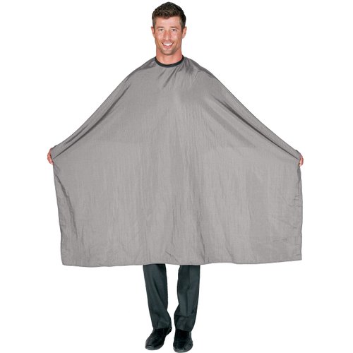 Betty Dain Lightweight Crinkle Nylon Hair Cutting/Styling Cape, Water Resistant, Ultra Lightweight Crinkle Antron Nylon, Repels Hair, Neck Snap Closure, Generous 54 x 60 Inch Size, Silver