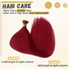 Burgundy Nano Ring Hair Extensions Real Human Hair 22 Inch Burgundy Nano Bead Hair Nano Tip Human Hair Extensions Straight Soft Pre Bonded Tipped Hair Cold Fushion for Women 50g 50 Strands