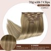Clip in Hair Extensions Real Human Hair 22 inch Ash Blonde to Golden Blonde and Platinum Blonde Clip in Hair Extensions 70g Seamless Hair Extensions 7pcs Human Hair Extensions Clip ins