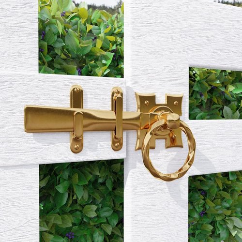 Renovators Supply Manufacturing Door Lock Latch 7 1/4 in. Polished Brass Gate Latch Garage Barn Door Lock with Mounting Hardware